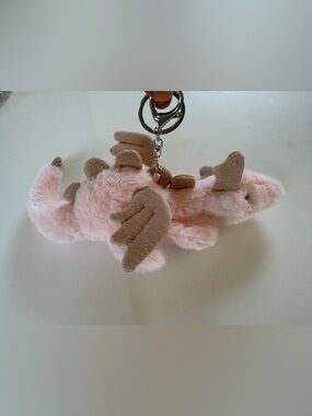 Cute Plush Pink Dragon Keychain Bag Charm Yellow Kawaii Aesthetic Gift